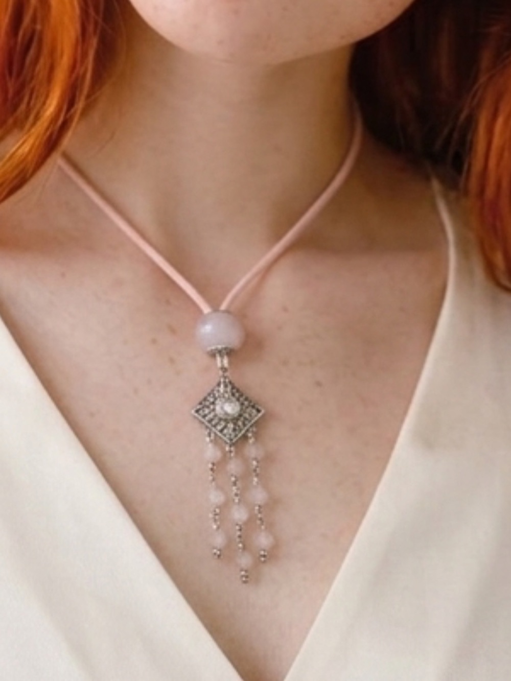 Vintage sterling silver pendant necklace unique artisan